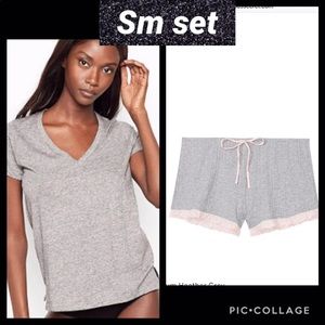 Vs ribbed ruffle sleep short v neck short sleeve tee